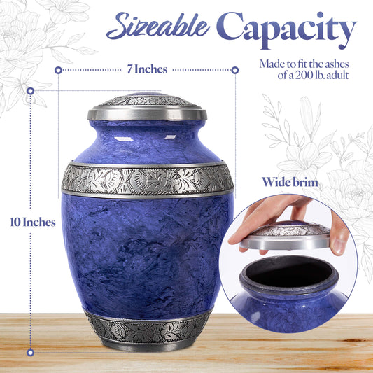 Purple aluminum cremation urn threaded lid close-up – secure screw top design