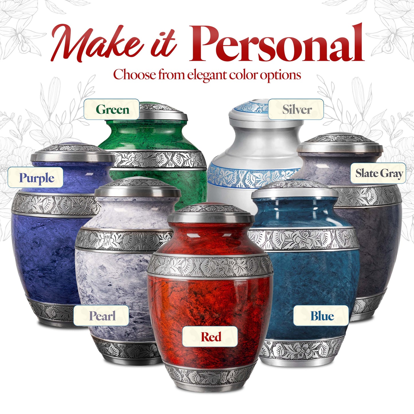 Red aluminum cremation urn with lid closed – 200 cubic inch capacity adult ashes urn