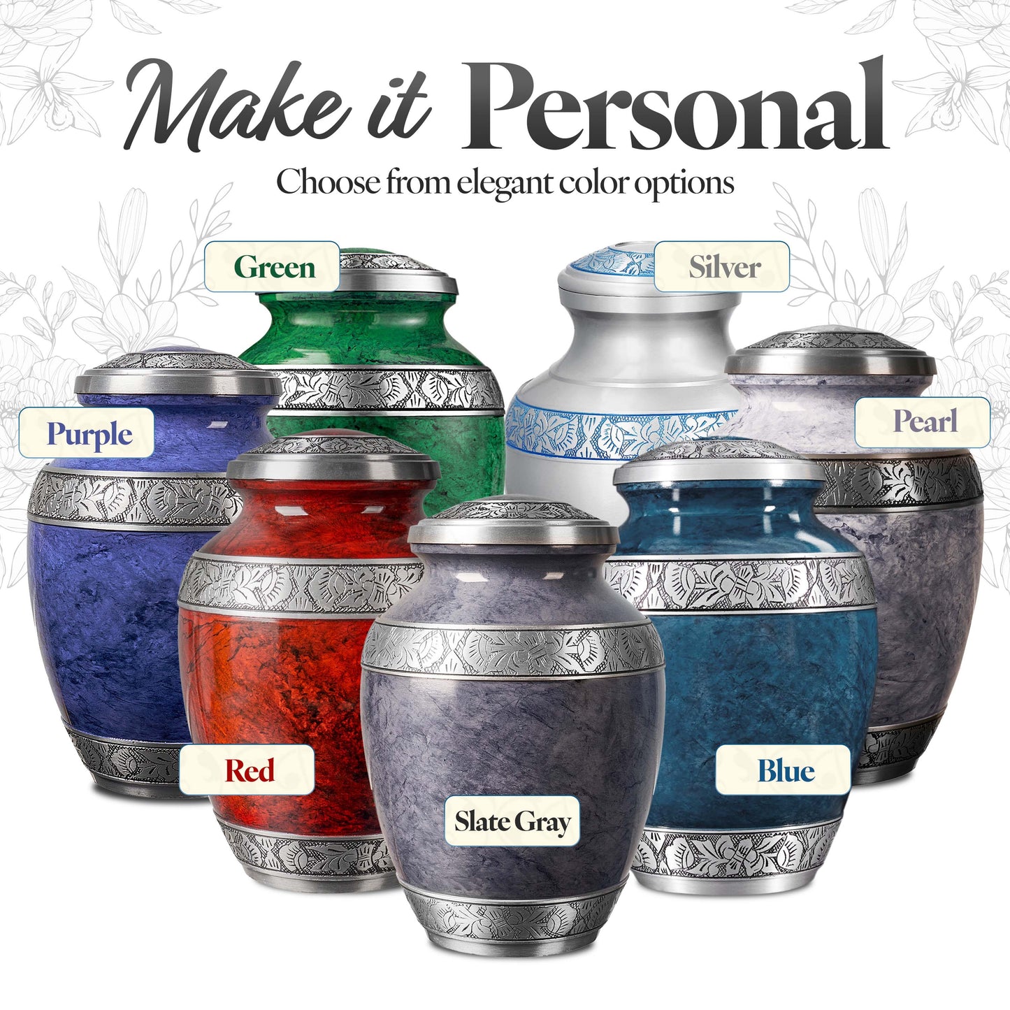 Slate gray aluminum cremation urn side view – large 10 inch handcrafted memorial urn for ashes