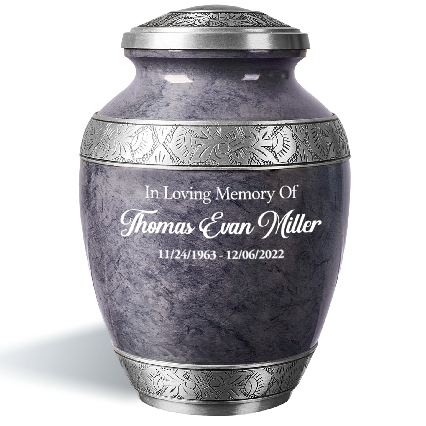 Personalized SlateGray aluminum cremation urn with custom engraving